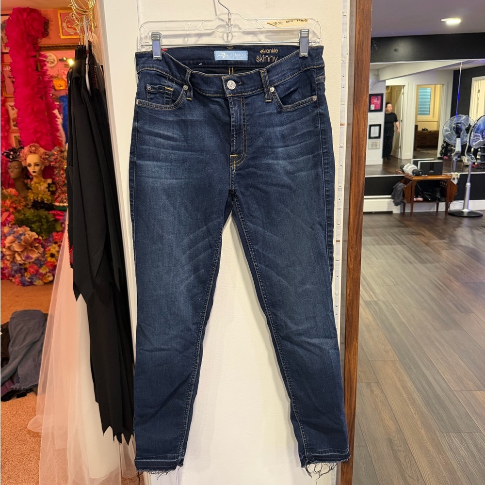 7 For All Mankind Women's Dark Blue Skinny Jeans